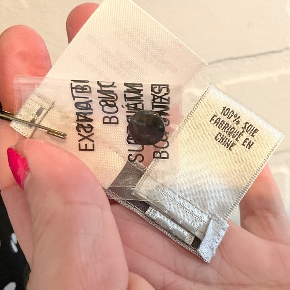 NWT Nine West Midi Skirt 100% silk Black White Polka Dot Flowy Lined Sz 14 - Picture 13 of 13